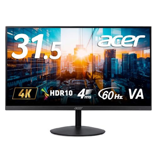 Acer 4K モニター KG2 31.5インチ VA 非光沢NTSC 72% HDR 10 HDMI 2.0 DisplayPort1.2 スピーカー内蔵 ヘッドホン端子 VESAマウント対応 SA322QKbmiipx