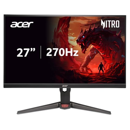 Acer Nitro 27インチ WQHD 2560 x 1440 ゼロフレームデザイン IPS ゲーミング AMD FreeSync プレミアムモニター | 最大270Hzアップグレード | 最大0.5ms | 1.4ディスプレイポート1つとHDMI 2.0ポート2つ| XVA270U Z1bmiiprx