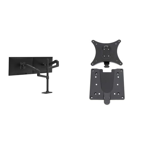 Ergotron 【セット買い】ERGOTRON エルゴトロン LX モニターアーム デスクマウント デュアル 縦/横型 ロングポール 2画面 マットブラック 40インチ(3.2~10kg/1モニター)まで VESA規格対応 45-509-224 + クイックリリース ブラケット 15.9kgまで VESA規格対応 60-589-060