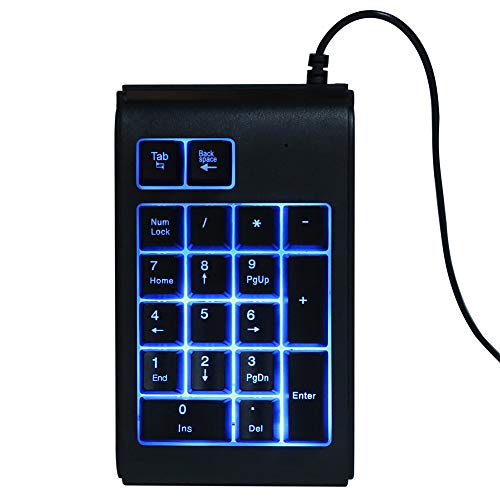 Beufee ナンバーパッド、バックライト付きテンキー3色バックライト付き19キーメカニカルUSB有線テンキーパッド、ノートパソコン、デスクトップコンピューター、PC用、ブラック(ブラック) Beufeezgfbpu6rv1-11