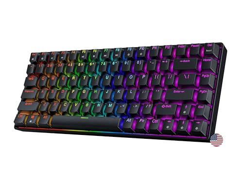 Geeky GK75 75% | ホットスワップ可能なメカニカルゲーミングキーボード | 84キー マルチカラー RGB LEDバックライト PC/Macゲーマー用 | ANSI US American Layout (ブラック、メカニカルブルー) GK75 75% US Layout-Mechanical
