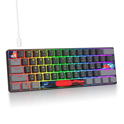 surmen 60%メカニカルゲーミングキーボード RGBコンパクト有線キーボード 60%バックライト ゴースト防止 Windows ノートパソコン PC Mac 61 ダークブルースイッチ用