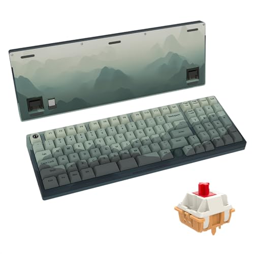 GATERON iG 98共同ブランドメカニカルゲーミングキーボード、ホットスワップ対応3モード有線/Bluetooth/2.4Gワイヤレスキーボード、WindowsおよびMac用RGBライト、PBTキーキャップ付き (マウンテントップ, Mini i switch)