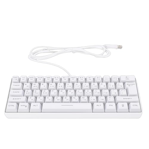 Wisoqu ロシア メカニカル ゲーミングキーボード 61キーコンパクトキーボード RGBバックライト 高応答 アンチゴースト USB有線 ロシア語と英語 (ホワイト)