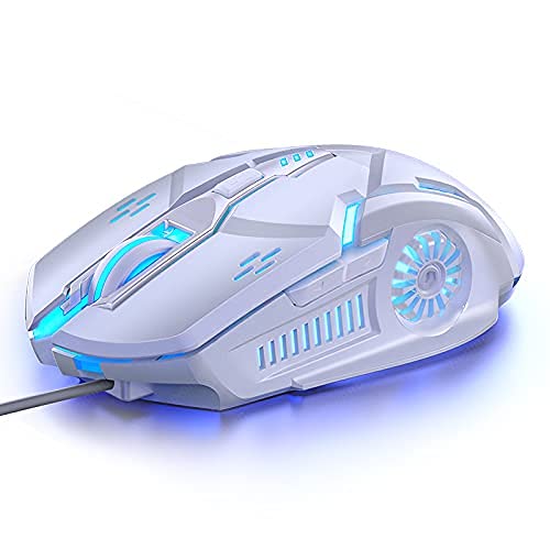 SMAIGE ゲーミングマウス 有線 USB コンピューターマウス ゲーム&デイリー用 Chroma RGBバックライト 4段階DPI(最大3200DPI) 快適なグリップ人間工学マウス PC/ノートパソコン/Mac/Windows用 (ホワイト)