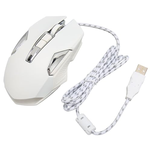 JDGHALU USB ゲームマウス 調整可能 7200 DPI RGB ゲーミングマウス サイレントプログラマブル バックライト モード PC用 8 (白)