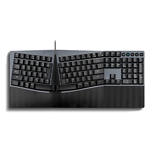 Perixx Px Ergo Mech エルゴノミクスキーボード メカニカル フルサイズ ロープロファイル 有線接続 USB Windows/Mac OS Xと互換性あり ブラック 英語配列 PERIBOARD-535 (茶軸)