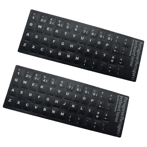 tegongse 2 個ポルトガル語キーボードステッカーセットスキン交換白フォント黒背景マット文字ラップトッププロテクター