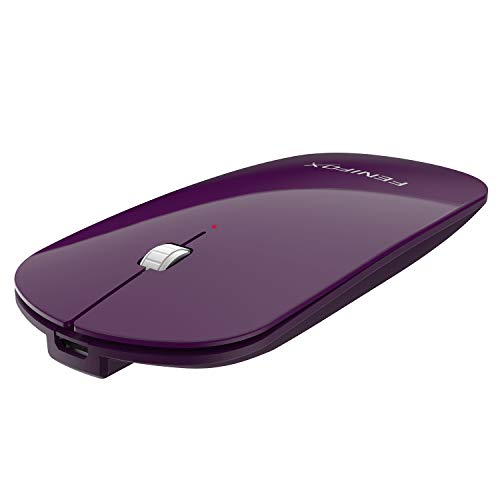 FENIFOX 超薄型 マウス Bluetooth, 静音 ワイヤレス 充電式 軽量コンパクト ポータブルデザイン 対応 Mac Windows ノートパソコン iPad タブレット スマホ 多機種 - 紫色 パープル MX106