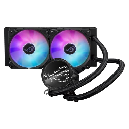 ASUS ROG RYUO III 240 ARGB オールインワンAIO液体CPUクーラー240mmラジエーター、Asetek第8世代ポンプソリューション、アニメマトリックス™ LEDディスプレイ、ROG AF 12S ARGBファン。