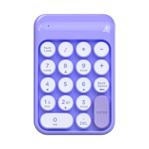 Vbestlife ワイヤレステンキー、18キーBluetoothテン人間工学に基づいた、ラップトップデスクトコンピュータPC用、会計財務用 (紫) VBwjk80mqzxt-13