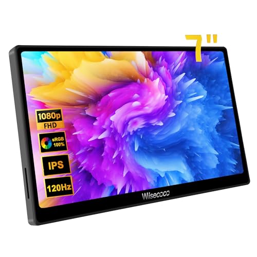 wisecoco 7インチ ポータブルモニター タッチスクリーン IPS 1080P 1920x1080 120Hz ミニ液晶ディスプレイ セカンドスクリーン USB C HDMI 超薄型Raspberry Pi 5/4 Switch PS5 Xbox ノートパソコン PC用 R101WQ01