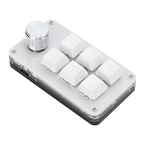 XiTren 6キー片手メカニカルゲーミングキーボード、ノブ付きミニキーパッドプログラマブルマクロキーボード、PCコンピューターゲーミング用USBショートカット多機能キーボード (White) LZ448-260521