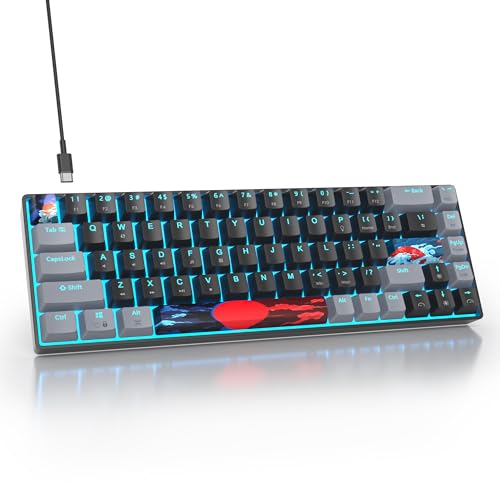 surmen 60%有線メカニカルゲーミングキーボード 68キーバックライト 超コンパクトミニオフィスキーボード 赤いスイッチ付き PC/Macゲーマー用 Typist(68ダーク)