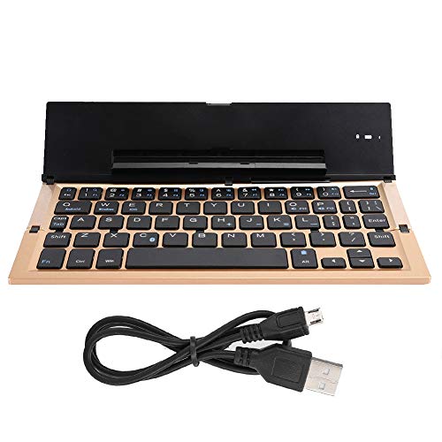 FastUU 実用的な折りたたみ式Bluetoothメカニカルキーボード、ミニスクエアゴールドPC航空アルミニウム合金ゲーミングキーボード、スタンド付き、オフィスワーカー、ゲーム愛好家向け