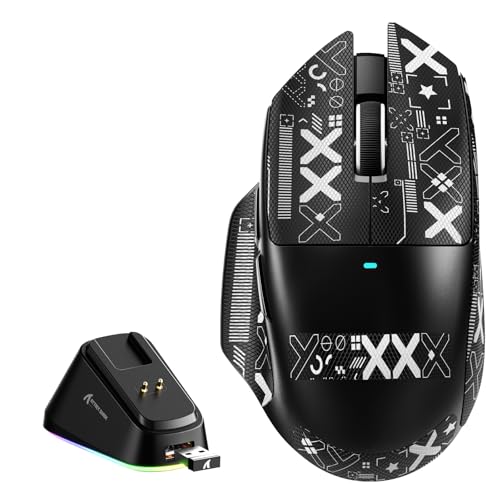 ATTACK SHARK V6 ゲーミングマウス 3モード ワイヤレス Bluetooth/2.4GHz/有線 軽量 65g超軽量 BK52820 高性能チップ搭載 PAW3311光学センサー最大25,000 DPI 40G加速度 磁気充電ドック付属 微動スイッチ1億回耐久 プロゲーマー及びハイエンドユーザー向け 滑り止めシール 技術基準適合証明番号：219-259562（ ブラック）