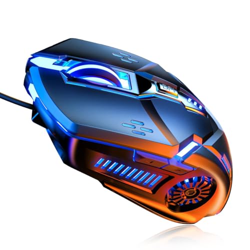 CHONCHOW ゲーミングマウス 有線マウス ノートパソコン用マウス 3200DPI LEDバックライト 6ボタン 7色ブリージングライト 1.5Mケーブル付き ゲーマー用 サイレントクリック プラグアンドプレイ (ブラック) A-G5