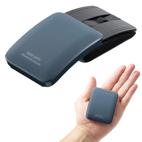 イーサプライ モバイルマウス Bluetooth 静音 小型 5ボタン 戻る/進むボタン DPI切替 持ち運び 出張 タブレット/スマホ対応 コンパクト 充電式 スリム 軽量 ポーチ付き ブルー EZ4-MABT206BL
