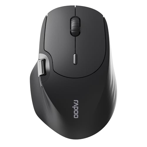 RAPOO MT560 マウス 無線 ワイヤレス Bluetooth 静音 小型 7段階DPI切替 最大6台デバイス接続対応 側ローラー付き 充電式電池 エルゴノミクス設計 PC/MacBook/タブレット対応 ブラック