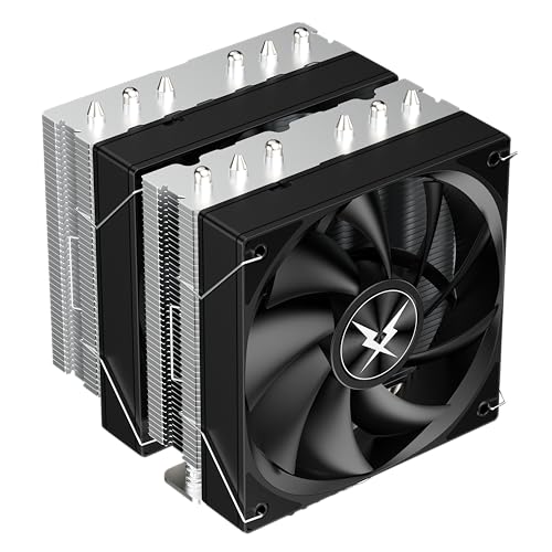 RUIX GT620 CPUエアクーラー、ヒートパイプ6本、デュアルタワー、デュアル120mm PWMファン、220W TDP、AMD AM4 AM5/Intel LGA 1851/1700/1200/115X用、ブラック - ライトなし