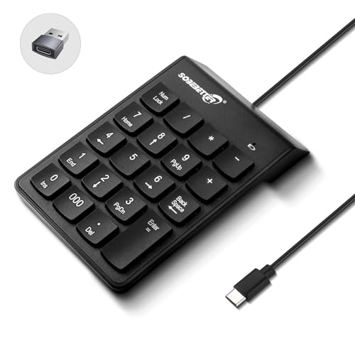 Huifen Type C ナンバーパッド USB テンキー 19キー プラグアンドプレイ 財務会計 テンキー オフィス ホーム ポータブル ミニキーパッド スリム ナンバーキーボード ノートパソコン 電話 PC タブレット ノートブック用 (ブラック) HF000011
