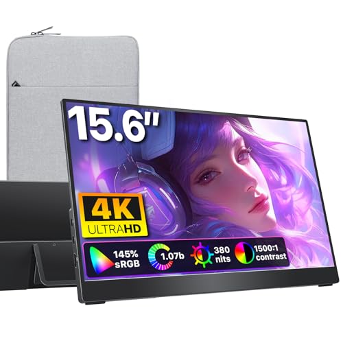 cocopar ポータブルモニター 15.6インチ 4K UHD 60HZ 145% sRGB トラベルモニター USB-C HDMIポータブルスクリーン付き ノートパソコン MacBook Surface PC PS4/5 外部ディスプレイ キックスタンド付き VESAマウント Y156ULH