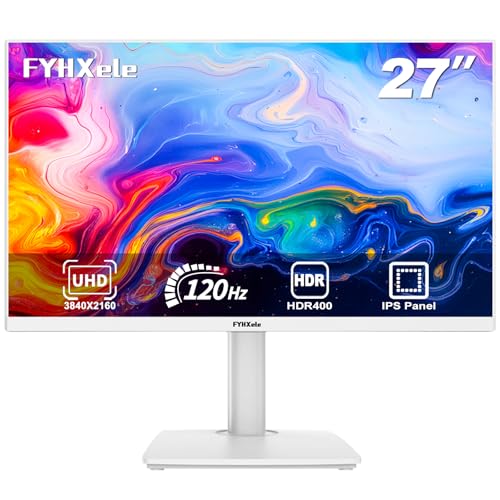 FYHXele 27インチ 4K ゲーミングモニター UHD 3840x2160 高速IPSパネル コンピューターPCモニター 120Hz 100%sRGB FreeSync G-Sync、HDR 400、HDMI 2.1 & DP 1.4、VESAマウント対応 27 inch 4K UHD 120 Hz