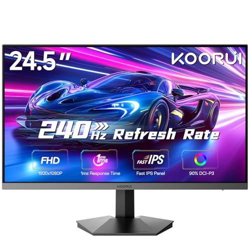 KOORUI 24インチ 240Hz ゲーミングモニター FHD 1080P Fast IPS コンピューターモニター 1ms アダプティブ同期 HDR400 99%sRGB 低ブルーライトアイケア HDMI 2.0 DP1.4 VESA チルト PC PS5 Xbox G2511X