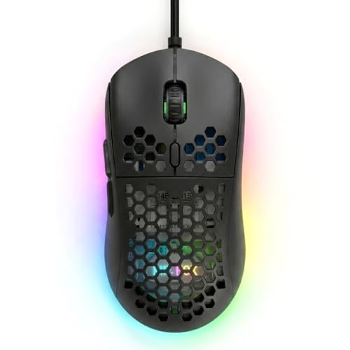 MR.FOX M1 ゲーミングマウス 超軽量 ハニカム 高精度 12800DPI光学センサー ブラック