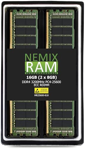 NEMIXRAM NEMIX RAM 16GB (2X8GB) DDR4 3200MHZ PC4-25600 1Rx8 1.2V CL22 288ピン ECC RDIMM 登録サーバーメモリーキット ASUS WRX80 CreatorおよびWRX80 Creator R2.0マザーボードに対応 MR25600-818K1-G-WRX80R2