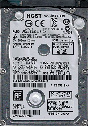 hts725050 a7e630 P/N : 0j32735 MLC : da5427中国HGST 500 GB