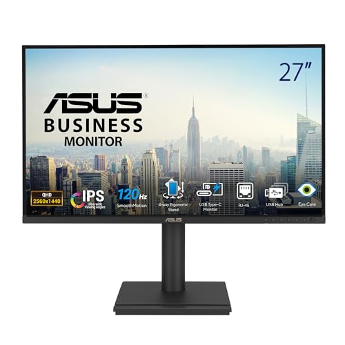 JAPANNEXT ASUS 27インチ 1440P USB-C RJ45 ドッキングモニター (BE27ACGN) - QHD (2560x1440)、IPS、120Hz、フレームレス、スピーカー、高さ調節可能、DisplayPortデイジーチェーン、電源同期、アイケア、3年保証