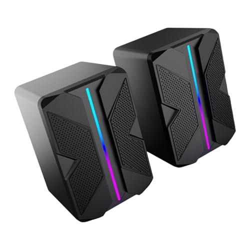 COOLHOOD RGBs ゲーミングコンピュータスピーカー ダイナミクスLEDライト付き USB電源 ステレオサウンド PC ノートパソコン デスクトップ用