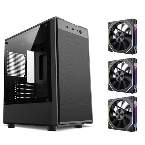 MATX ゲーミング と互換性あり、強化ガラスサイドパネルメッシュエアフローデザイン、USB 3.0 ポート付き(Flying 3 BK Reverse) CICEUOEBC-FE57F75C