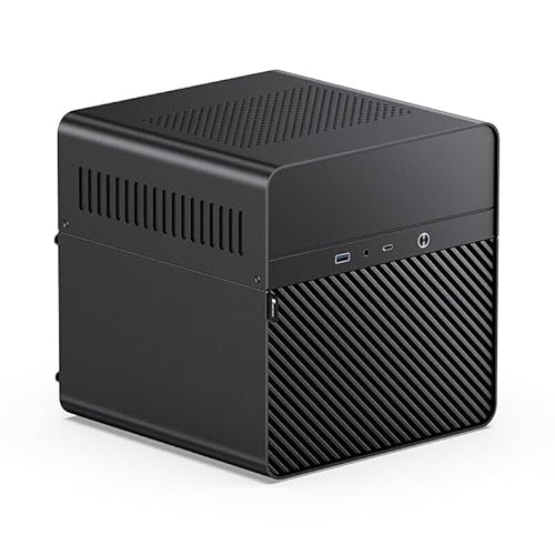 アルミニウム Mini ITX 、5 つのドライブベイを備えたデスクトップオフィスシャーシと互換性があり、SFX 電源と単一の 120mm 冷却ファンに適合します。(Black) CICFUDIID-08D00123