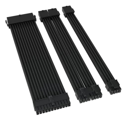 Formulamod 18AWG PSU 延長電源ケーブルキット GPU/CPU用 24ピン/(6+2) PIN/(4+4) PIN管理、ケーブルコーム付き11.8インチ (ブラック) Fm-YCTZ-A-BKP-BK-FFZ-300-V3