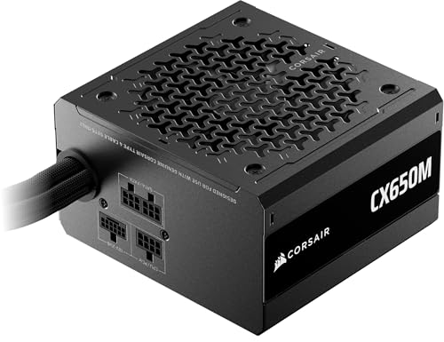 CORSAIR CX650M (2025) セミモジュラー ATX 3.1 PCIe 5.1 低ノイズ 650W 電源 12V-2x6ケーブル付き – サイベネティクス ブロンズ 効率 LLC トポロジー 105°C コンデンサ – ブラック CP-9020310-NA