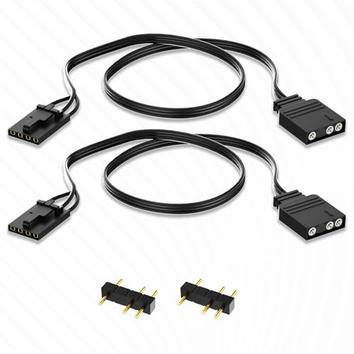 PLEASANTLY Corsair RGB 4ピンから3ピンARGBアダプター、ICUE Commander Core Xt/Lightingノードコア/Commander Proコンバーター、5V 3ピンアドレス可能なRGB同期MSI/ギガバイトマザーボード2個