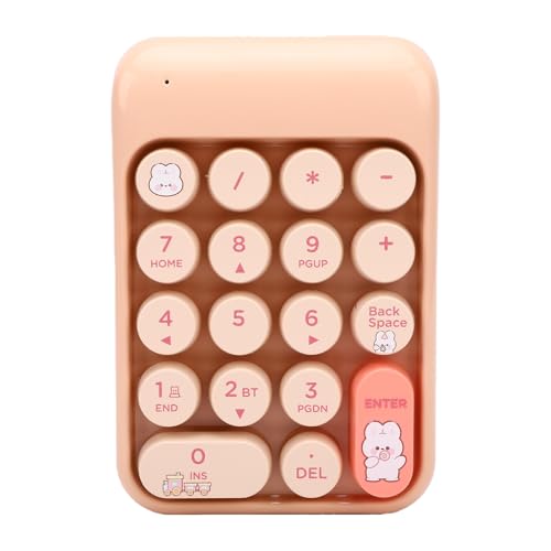 Yanmis ワイヤレステンキー、2.4G / BT 数字キーパッド 18 ポータブル財務会計テンパッド（ノートパソコン、デスクトップPC用） (ミルクティーカラー) Yaq06e5zmdkf-12