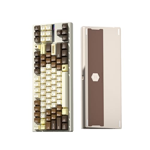 ROTISNAR GT80 メカニカルキーボード ワイヤレス ゲーミングキーボード CNCアルミ ガスケット＋ボトム デュアルマウント構造 3モード接続（有線/2.4G/Bluetooth）陽極酸化 8000mAh大容量 RGBバックライト サイドライト ホットスワップ対応 多層消音設計 Windows/Mac 対応(コーヒー、アイスクリームスイッチ) RN-GT80 brown