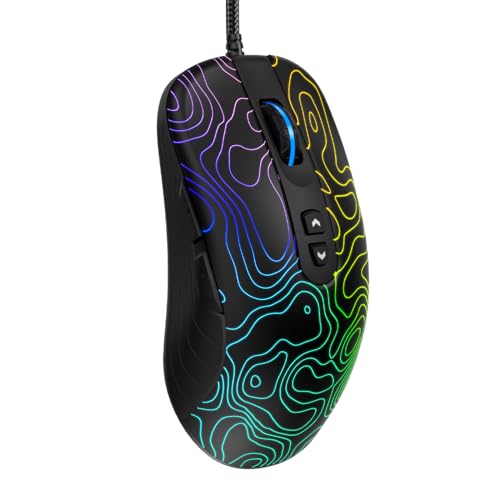 COSTOM Womier G706 USB 有線ゲーミングマウス PC コンピューター Windows Mac ノートパソコン用 軽量 静音 RGB バックライトマウス 調節可能な12000DPI/7プログラマブルサイドボタン 神奈川テーマ (ブラック地形)