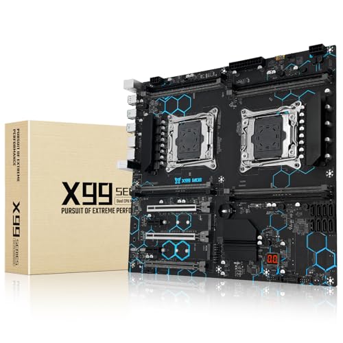 SHANGZHAOYUAN X99 LGA 2011-3 マザーボード デュアルCPUサーバーマザーボード Intel i7 第5世代/第6世代 Xeon E5 V3/V4シリーズプロセッサ用 (DDR4 Max 256G、NVME/NGFF M.2、SATA 3.0、PCIe 3.0、USB 3.0、USB 3.0、2 Gb LAN) SHANGZHAOYUAN X99 MD8