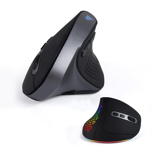 ELRCDNOX エルゴノミクスマウス ワイヤレス 垂直マウス Bluetooth・2.4G・有線 3モード接続 Type-C充電 静音 右利き用 縦型 8ボタン iPhone/iPad iOS/Macbook/Windowsパソコン/Android/Microsoft Surfaceタブレットに対応 ブラック ABCM0983R-2M-B