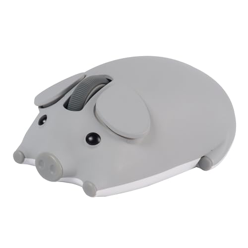 DIWOSHE ワイヤレスBluetoothマウス 2.4GHz USB 2台接続 かわいい豚のデザイン 無線 静音 電池式 小型 軽量 iPhone/iPad/Mac/Chrome/Android/Windows/Microsoft/タブレットPCノートパソコンに対応 (グレー) SYCM0838W-2M