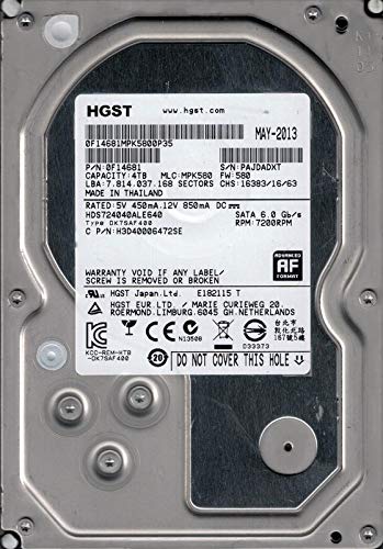 日立 Hitachi hds724040ale640 P/N : 0 F14681 MLC : mpk580 4 TB