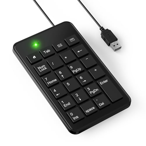 CBUS 有線 USB-A テンキー ノートパソコン用 23キーテンキーキーボード タブ付き ホーム メール 電卓キー 5フィートのケーブル 小型軽量デザイン 202716a