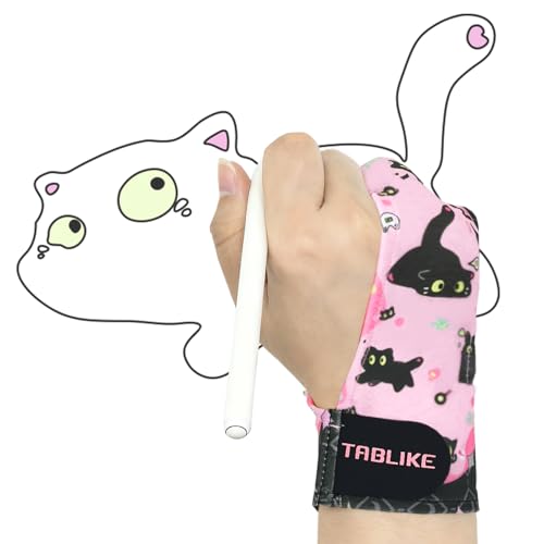 TABLIKE お絵かき用グローブ 2本指アーティストグローブ タブレットペンディスプレイ用 右手と左手に適用 Mサイズ (1パック) ピンク