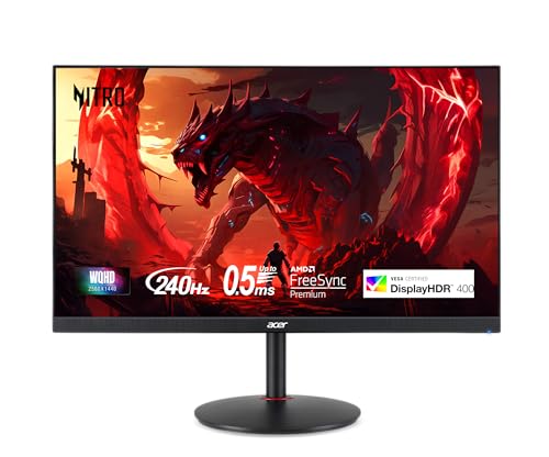アイ・オー・データ Acer Nitro 27" WQHD 2560 x 1440 PC Gaming IPS Monitor | AMD FreeSync Premium | Up to 240Hz Refresh | Up to 0.5ms | DisplayHDR 400 | sRGB 99% | 1 x Display Port 1.4 & 2 x HDMI 2.1 | XV272U W2bmiiprx UM.HX2AA.201
