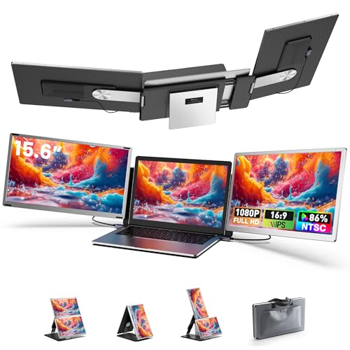 Fagomfer S6 ノートパソコン画面エクステンダー | シルバー | 15.6インチ | FHD 1080P | 86% NTSC | トリプルノートパソコンモニターエクステンダー | Windows、Mac、DeX、Chrome、デスクトップ、Mini PCに対応