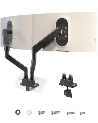 ACCURTEK 高耐荷重 デュアルモニターアーム 2画面 モニターアーム 17~35インチ対応 耐荷重各16kg 多角度調節 VESA規格75/100 シングル クランプ/グロメット取付 ブラック AC19-24B